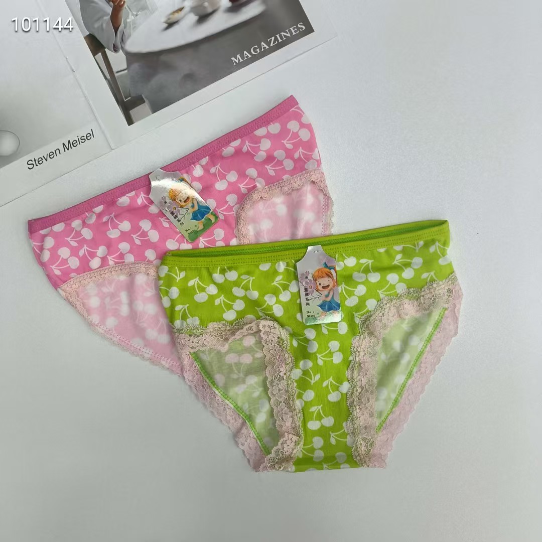 DD-8195# Export Underwear for foreign trade, popular African girls' underwear, comfortable and breathable underwear, children's clothing, cherry print lace triangle pants, children's underwear QNI Specification drawing