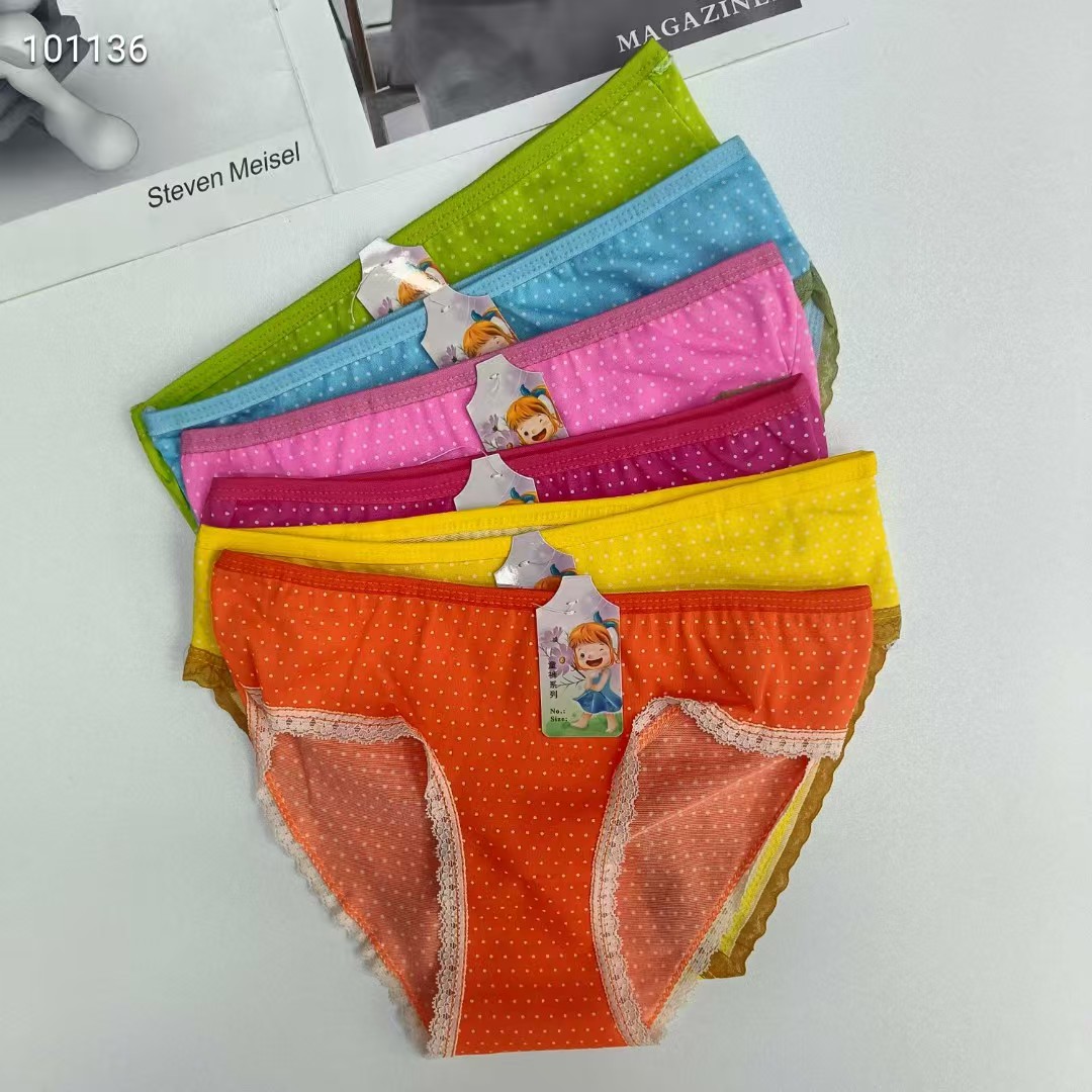 DD-189-24 Foreign trade export underwear, popular African girls' underwear, comfortable and breathable underwear, children's clothing, small polyester-printed lace triangle pants, children's underwear QNI Application Scenario