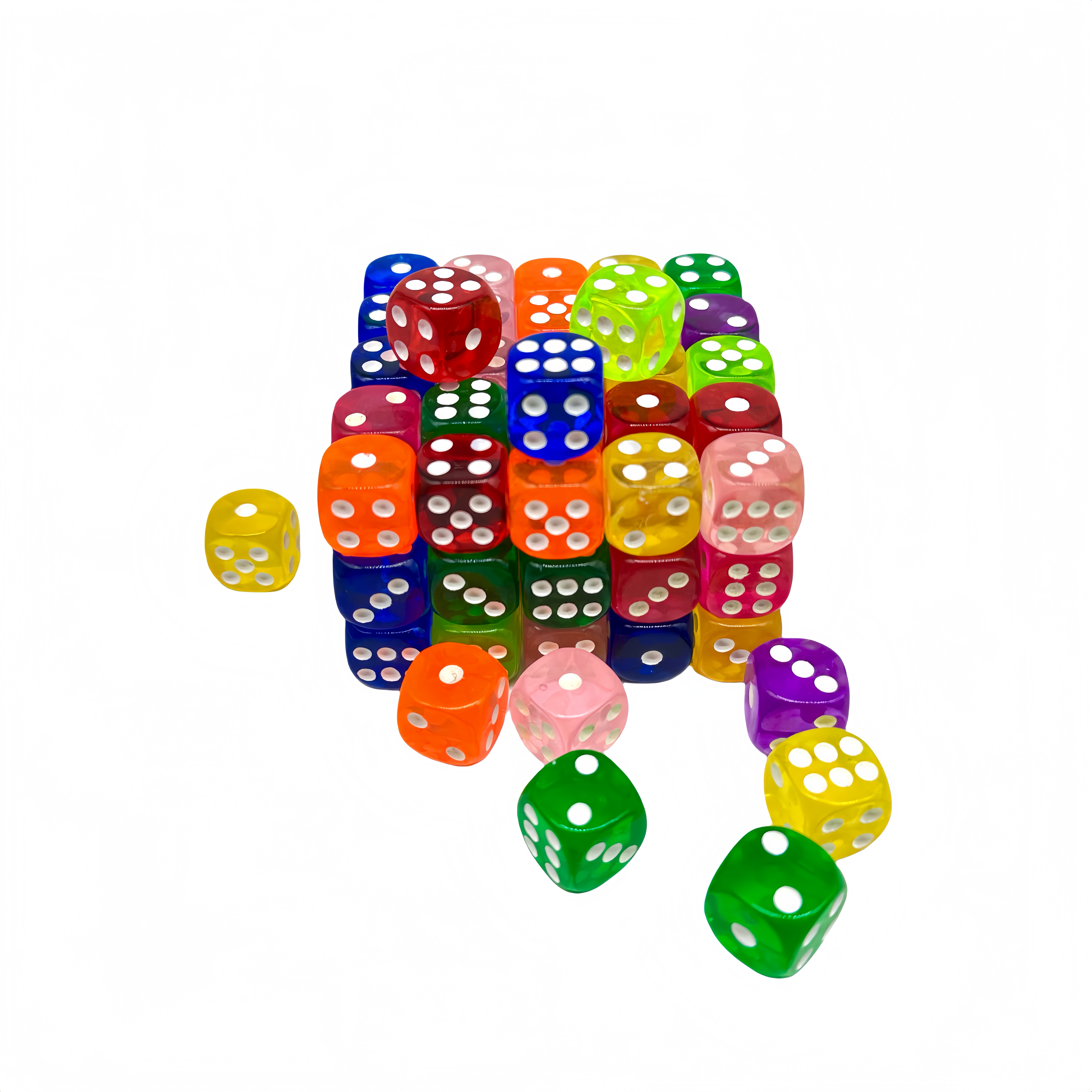 Transparent acrylic dice in multiple colors, 16mm. High-quality products for both domestic and international sales. Source factory. Good quality and low price dice Specification image