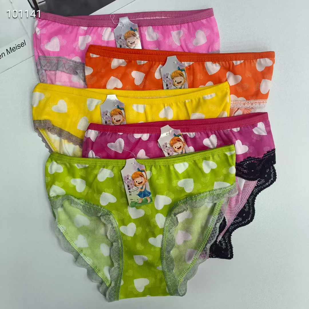 DD-345# Foreign trade export underwear, popular African girls' underwear, comfortable and breathable underwear, children's wear, heart-shaped printed lace triangle pants, children's underwear QNI Item Picture