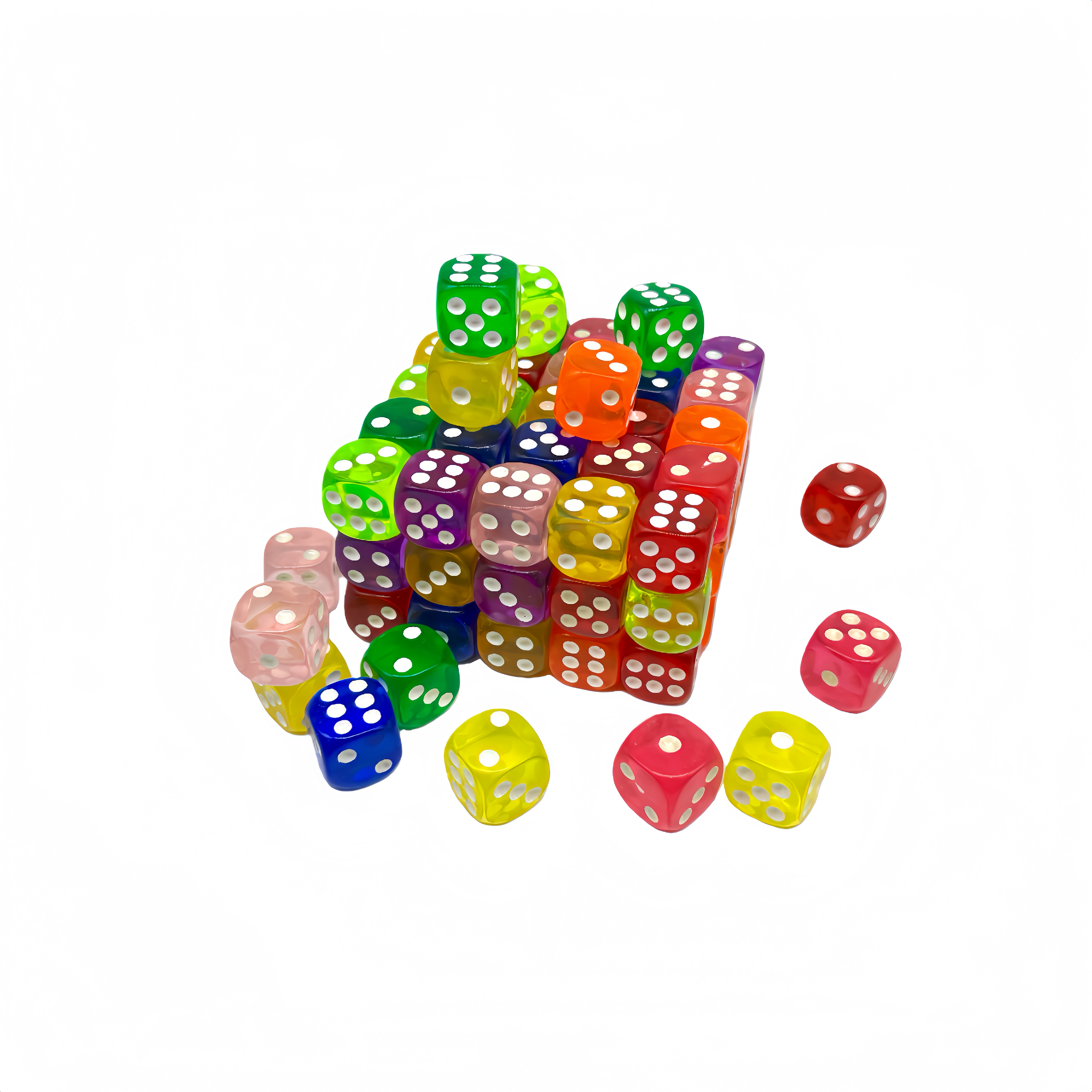 Transparent acrylic dice in multiple colors, 16mm. High-quality products for both domestic and international sales. Source factory. Good quality and low price dice Item Picture