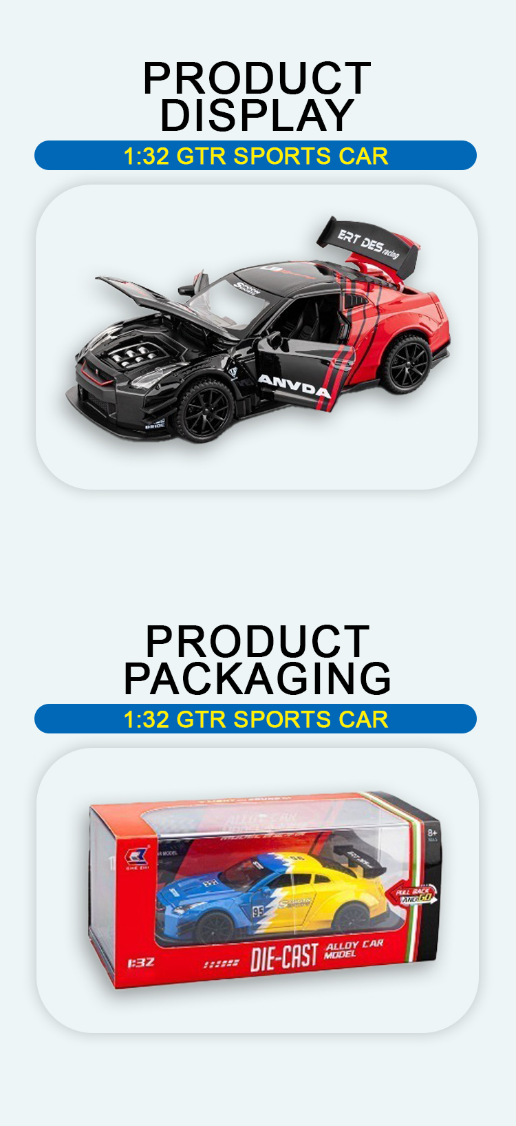 1:32GTR sports car model simulation, supercar, children's toy, boy alloy car model collection pic 6