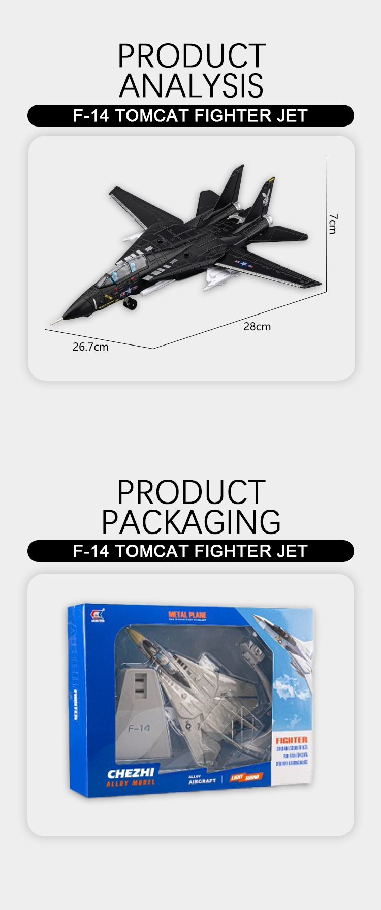 F-14雄猫战斗机合金模型回力声光音效潮流艺术桌面潮玩男孩玩具详情7