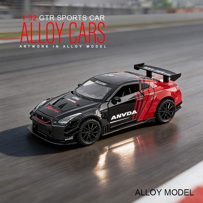 1:32GTR sports car model simulation, supercar, children's toy, boy alloy car model collection details Picture