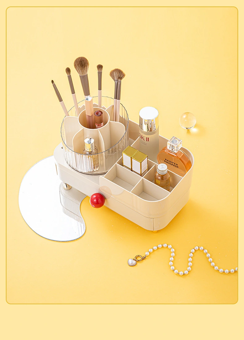 K10-3038-1 Cosmetics Storage Box, high-end desktop dust-proof skin care products, light luxury new makeup brush holder detail image 9