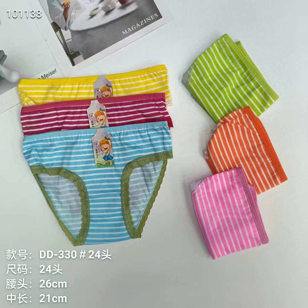 DD-330# Export underwear for foreign trade, popular African girls' underwear, comfortable and breathable underwear, children's clothing, striped printed lace triangle pants, children's underwear, QNI full figure