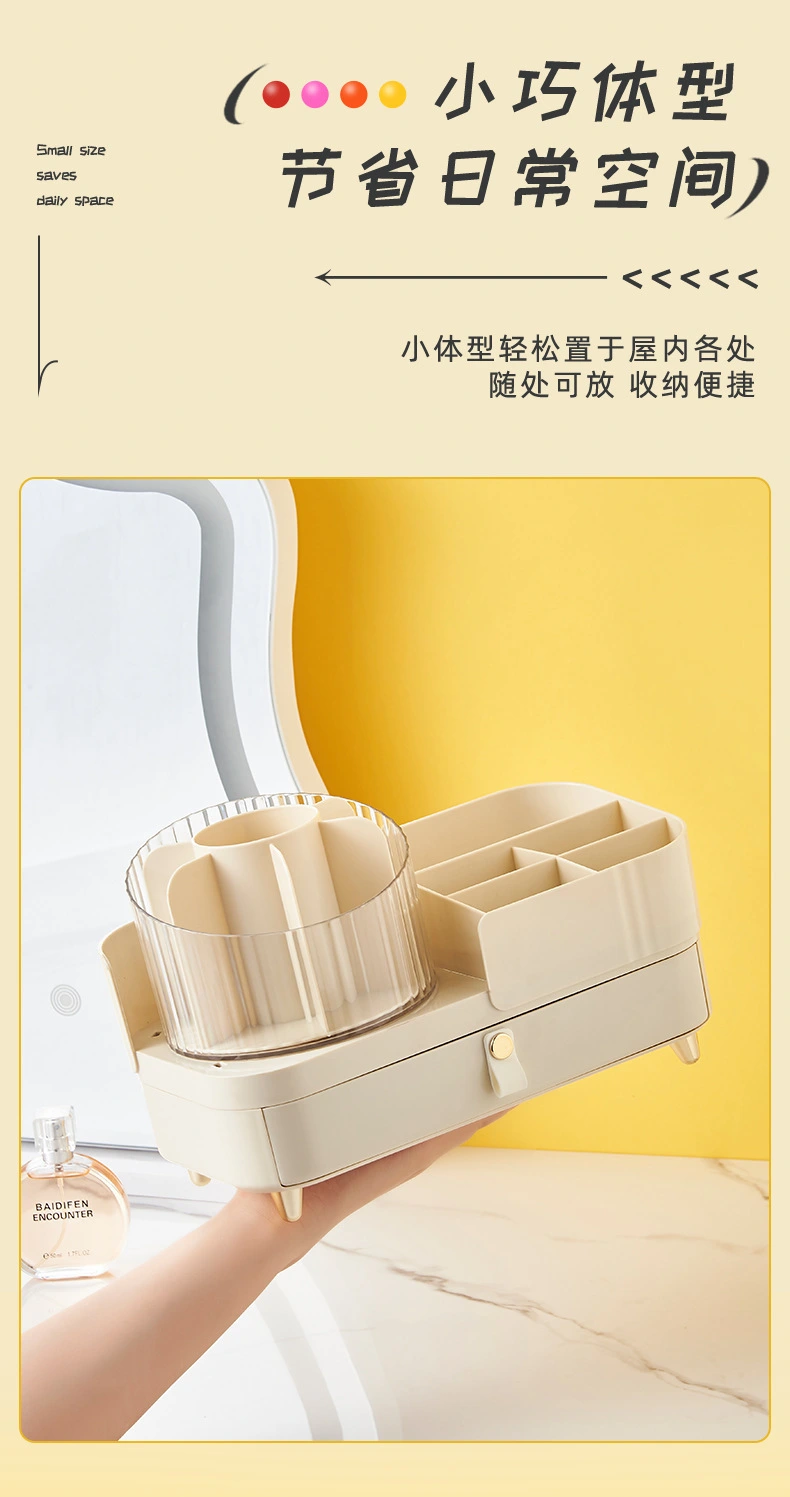 K10-3038-1 Cosmetics Storage Box, high-end desktop dust-proof skin care products, light luxury new makeup brush holder detail image 10