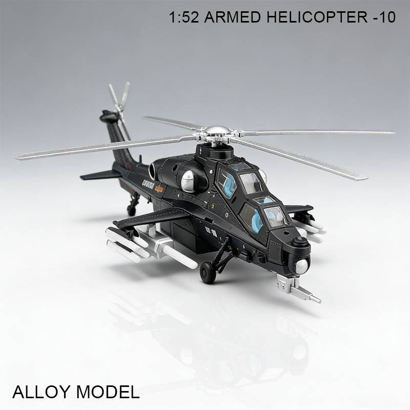 1:52 Armed Helicopter -10 simulation alloy model Metal toy ornament, Rebound Sound and Light Boy toy Application Scenario