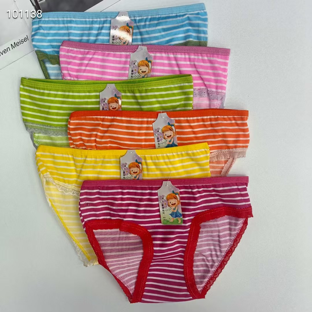 DD-330# Export underwear for foreign trade, popular African girls' underwear, comfortable and breathable underwear, children's clothing, striped printed lace triangle pants, children's underwear, QNI Item Picture