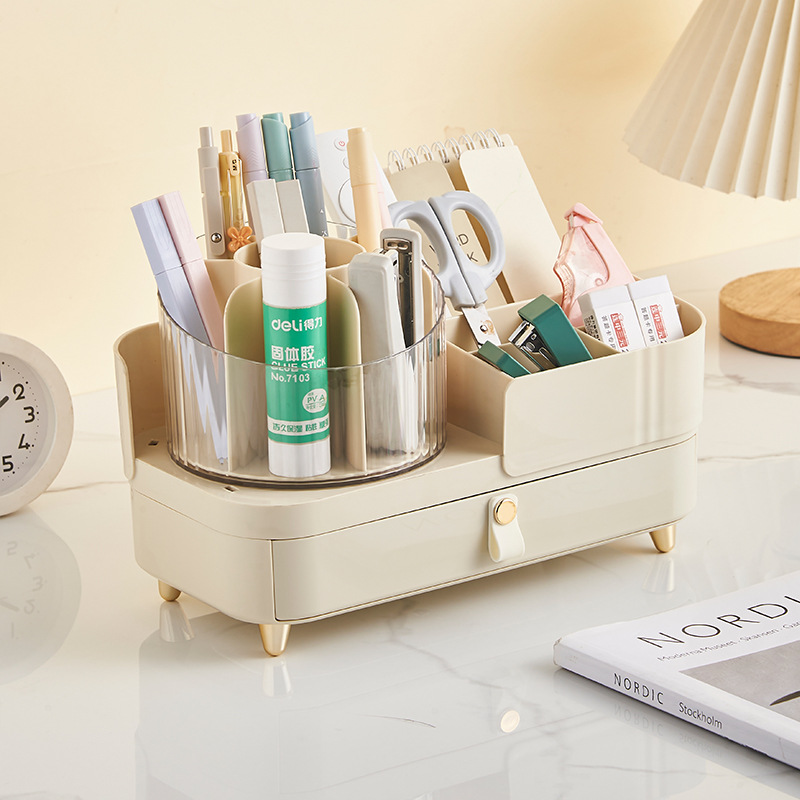 K10-3038-1 Cosmetics Storage Box, high-end desktop dust-proof skin care products, light luxury new makeup brush holder Specification image