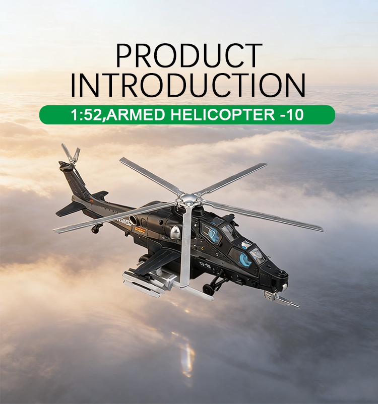 1:52 Armed Helicopter -10 simulation alloy model Metal toy ornament, Rebound Sound and Light Boy toy pic 3