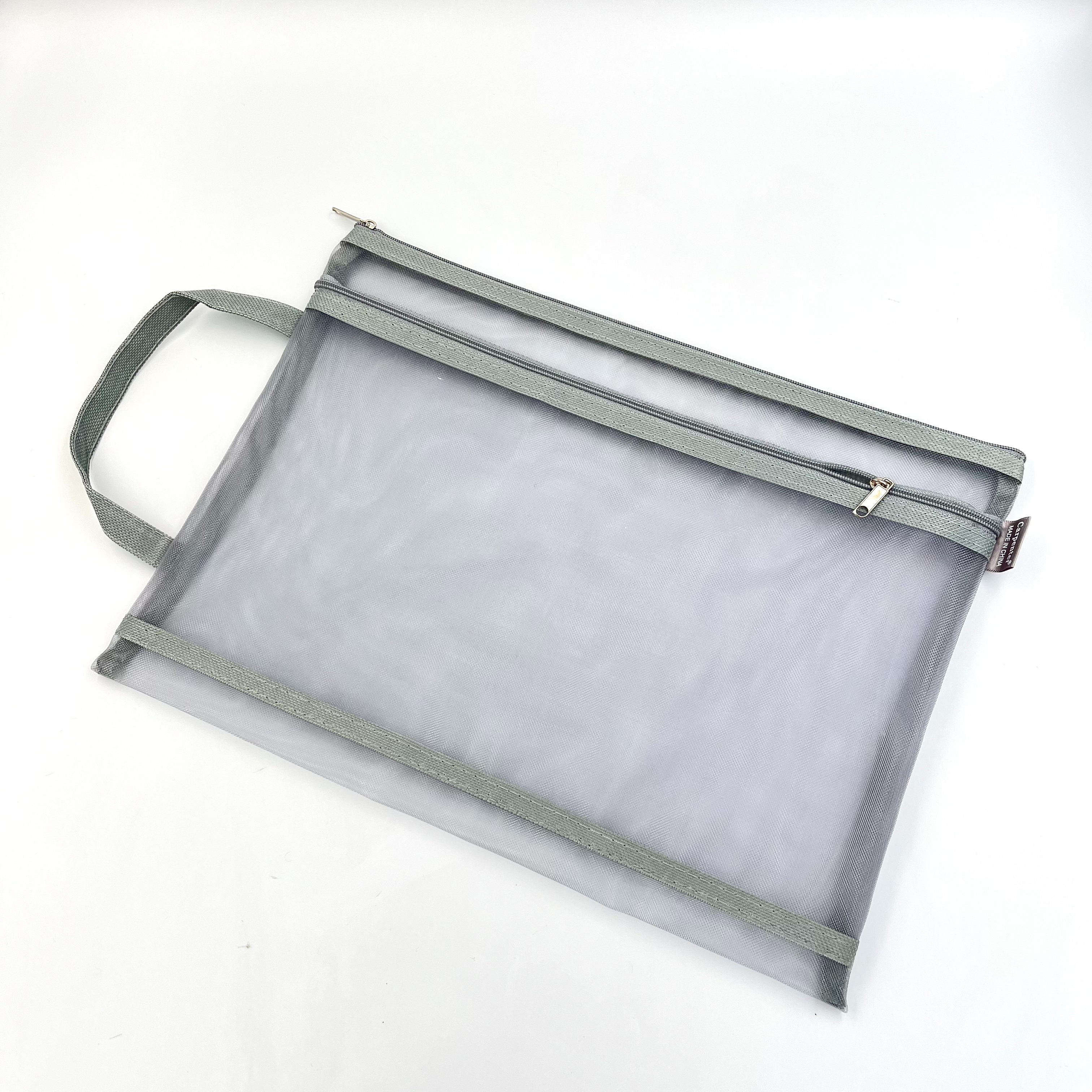 Double-layer hand-held zipper bag, office document bag, mesh A4 file bag, student test paper bag, ticket bag details Picture