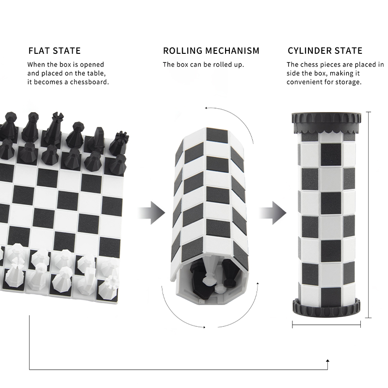 board game storage can, chess board, tabletop game, interactive toy, portable chess, parent-child interactive game Specification drawing