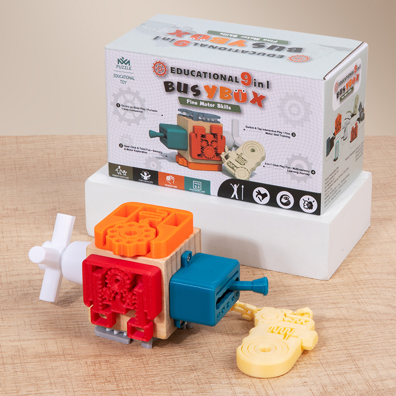 Busy blind box children's Montessori busy board lock-picking toy enlightenment early education teaching aid Montessori Busy block Sensory integration training intelligence toy Wooden toy full figure