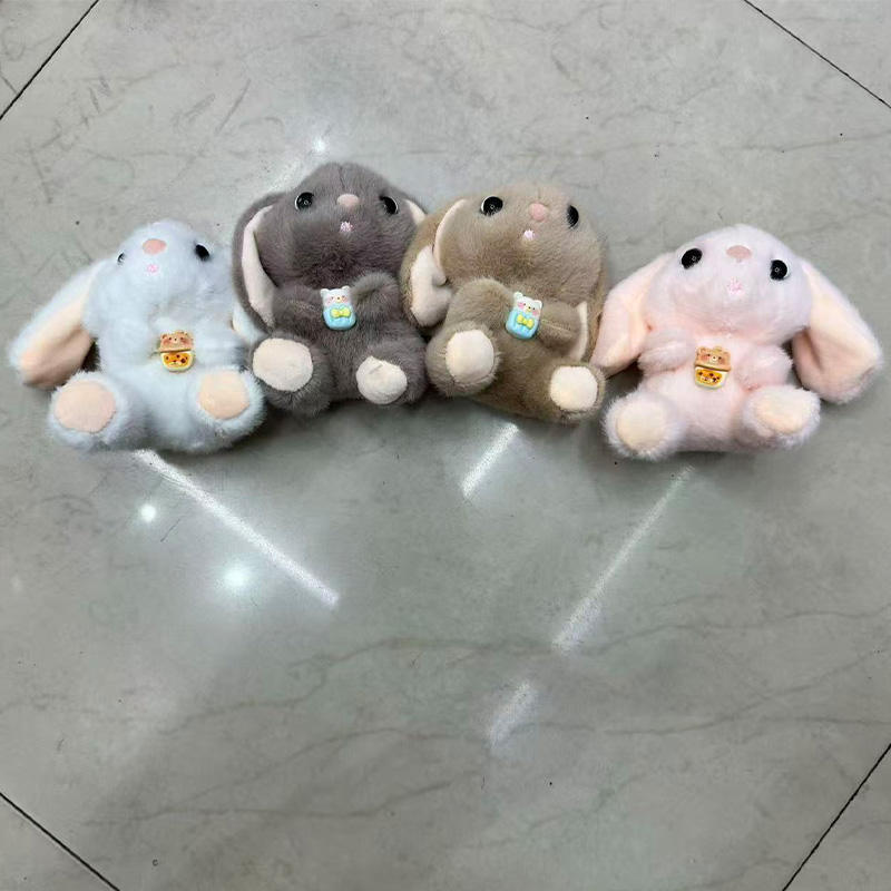 Orejas largas conejo animal juguete de peluche souvenir muñeca colgante de perimetro de dibujos animados colgante de peluche llavero muppet colgante adorable decoración clip de regalo máquina de muñeca fábrica venta directa details Picture
