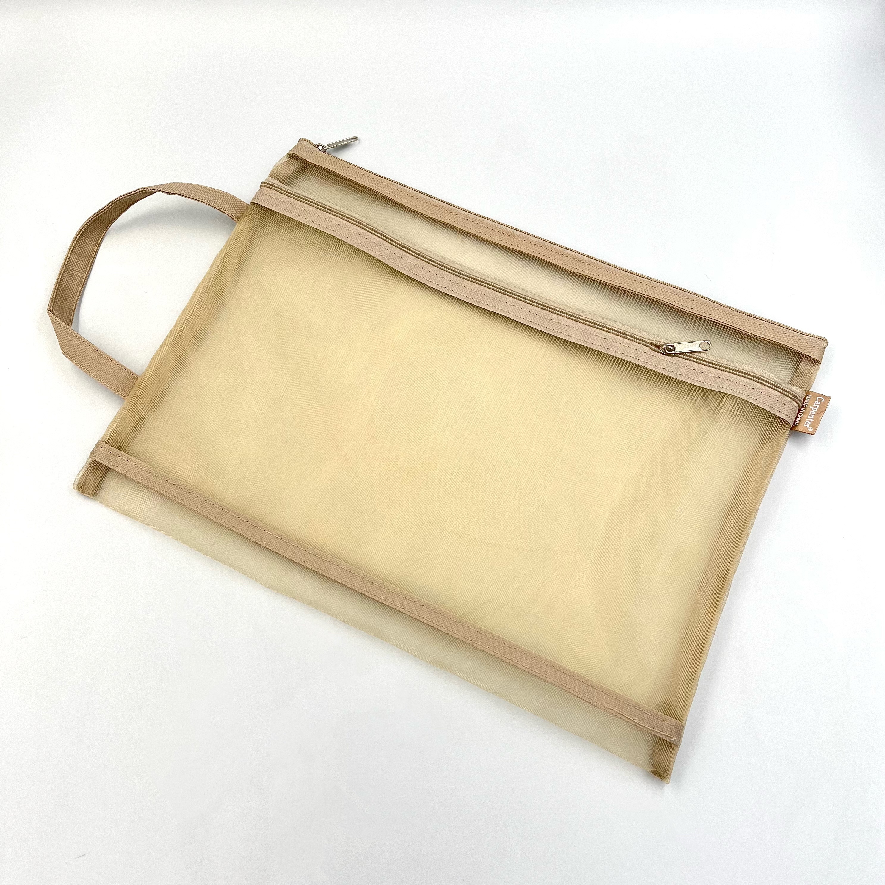 Double-layer hand-held zipper bag, office document bag, mesh A4 file bag, student test paper bag, ticket bag Item Picture