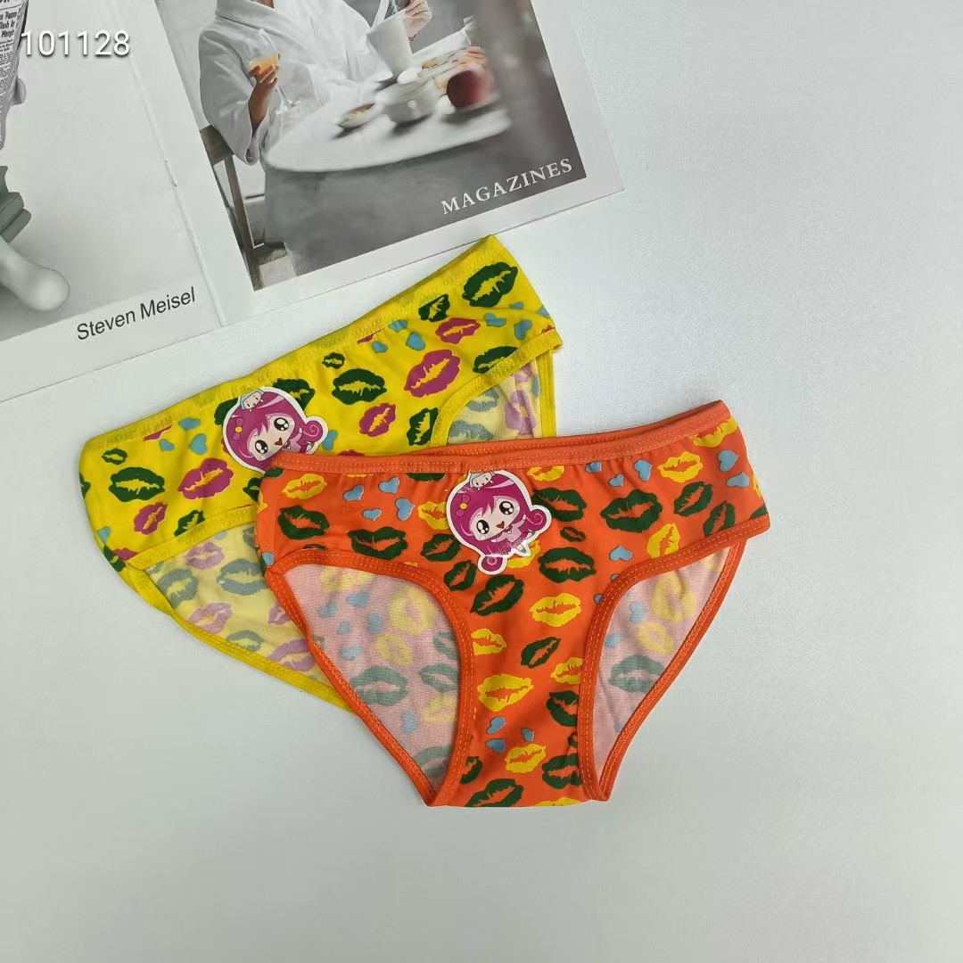 DD-312# 9-inch export underwear, popular African girls' underwear, comfortable and breathable underwear, children's clothing, color printed milk silk triangle pants, children's underwear QNI Specification drawing