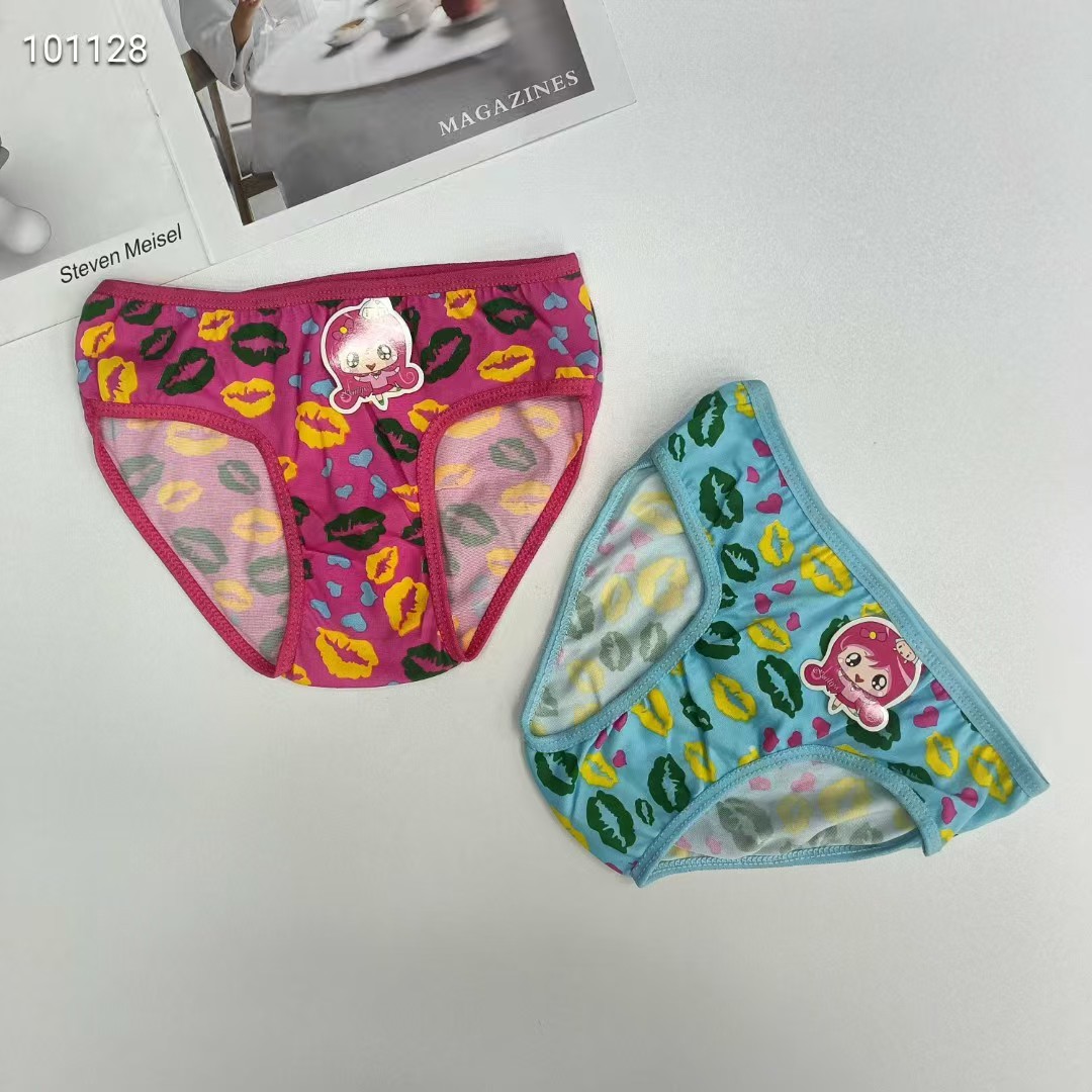 DD-312# 9-inch export underwear, popular African girls' underwear, comfortable and breathable underwear, children's clothing, color printed milk silk triangle pants, children's underwear QNI details Picture