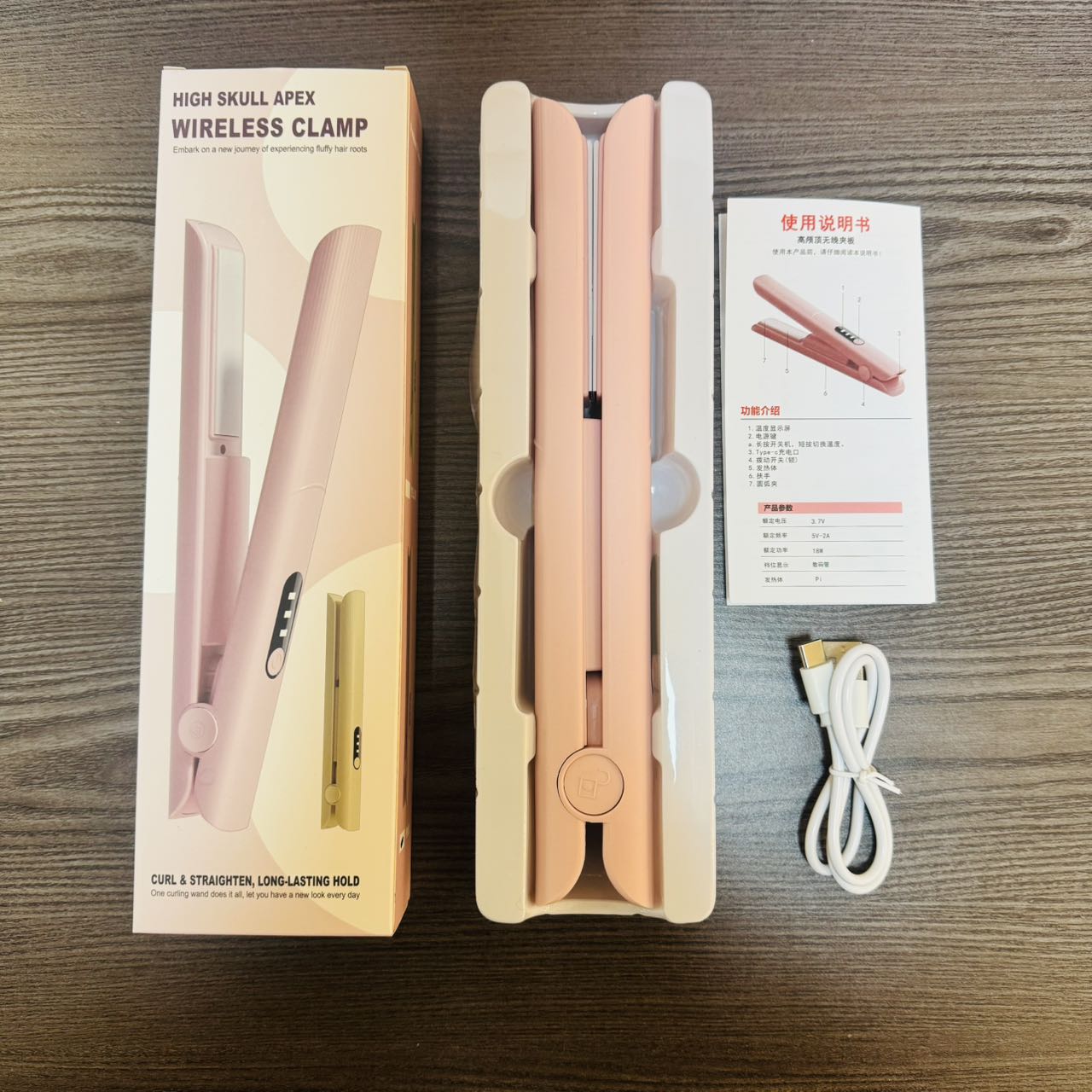 Mini wireless splint portable quick-styling multi-functional hair straightening and curling dual-purpose LCD digital display hair straightening and curling device Item Picture