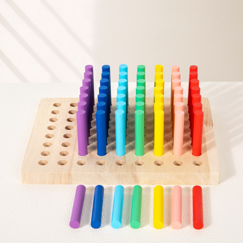 CE CPC Children's Classification Rainbow Stick Sensory Integration Training Cylindrical stick teaching AIDS for Children's Intelligence color recognition Wooden toys Solid wood details Picture
