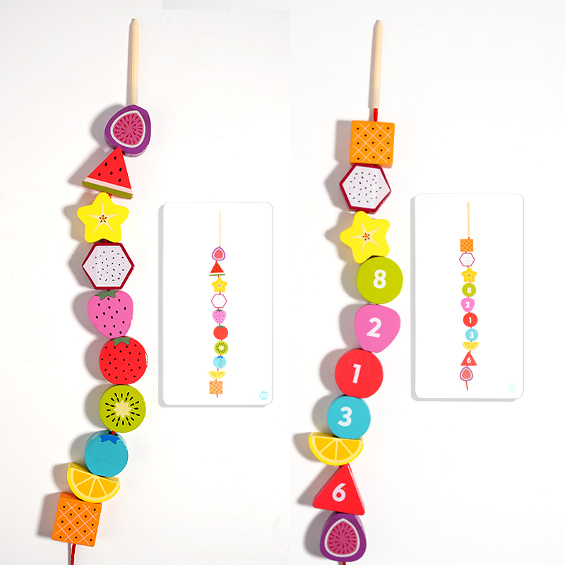 Children's educational toys: Fruit beaded building blocks, geometric fruit columns, exercise concentration, multi-functional thinking, train hand coordination. Early education toys: Fruit sugar-coated haws beaded Specification drawing
