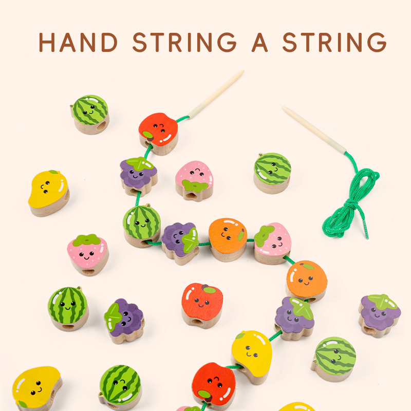 Children's educational toys: Fruit sticks, string games, beaded building blocks, geometric shapes, fruit columns, exercise concentration, multi-functional thinking, train hand coordination, early education toys: fruit sugar-coated haws, beaded blocks Application Scenario