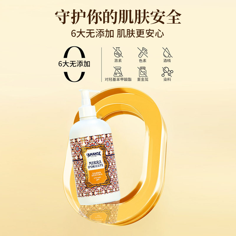 爱曼德意大利原装进口沐浴液清洁四季通用花香沐浴露500ml白底实物图