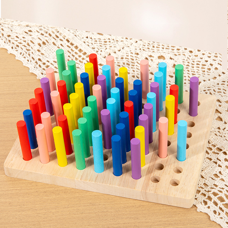 CE CPC Children's Classification Rainbow Stick Sensory Integration Training Cylindrical stick teaching AIDS for Children's Intelligence color recognition Wooden toys Solid wood Specification drawing