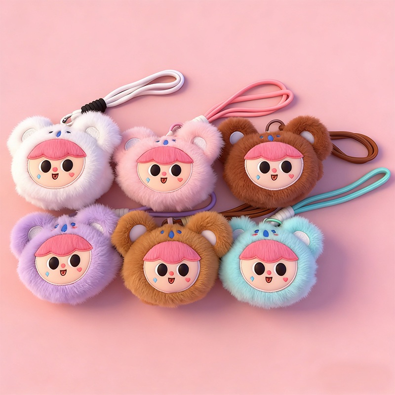 Velvet Cube Children's coin Purse with embroidered facial features, three-year-old animal makeup bag, storage bag, mini plush toys, multi-functional cartoon peripheral cultural and creative gifts, coin purse, children's toy bag, children's accessories