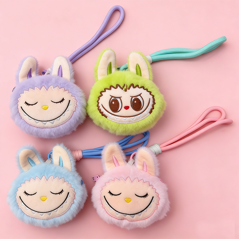Velvet Cube Children's coin Purse, embroidered face, Fine animal makeup bag, storage bag, mini plush toy, multi-functional cartoon peripheral, cultural and creative gift, coin purse, children's toy bag, children's accessories