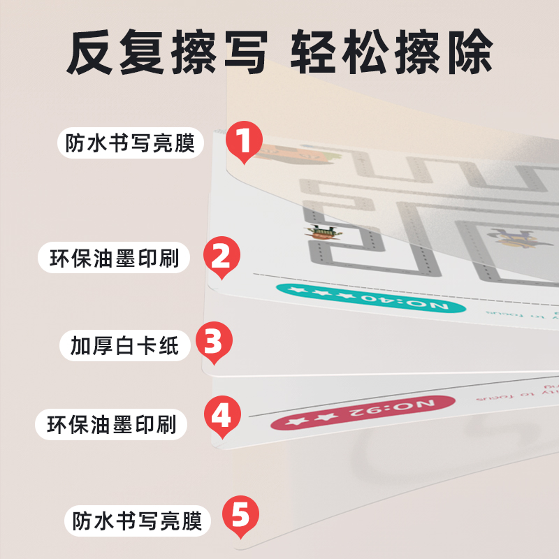 Four optional pen control training, line drawing, dot drawing, number connection, maze, left and right brain training and development, children's pen control exercise book set, kindergarten erasable and writing early education beginner, basic fun pen movement and calligraphy practice stickers, children's educational toys Application Scenario