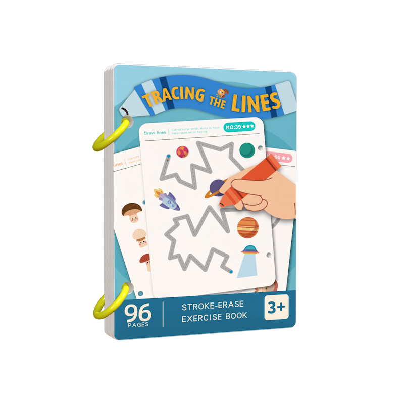 Four optional pen control training, line drawing, dot drawing, number connection, maze, left and right brain training and development, children's pen control exercise book set, kindergarten erasable and writing early education beginner, basic fun pen movement and calligraphy practice stickers, children's educational toys Item Picture