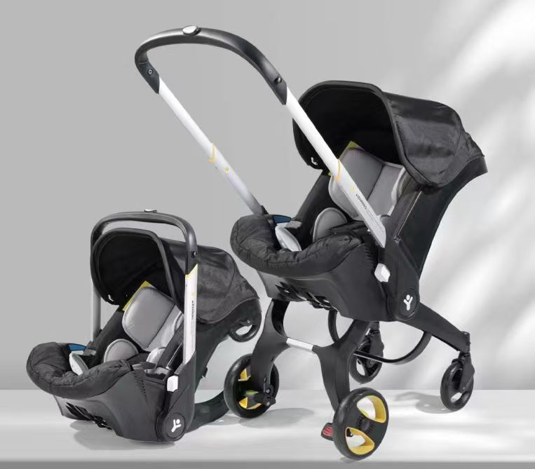 Three-in-one baby stroller with variable basket and reversible stroller