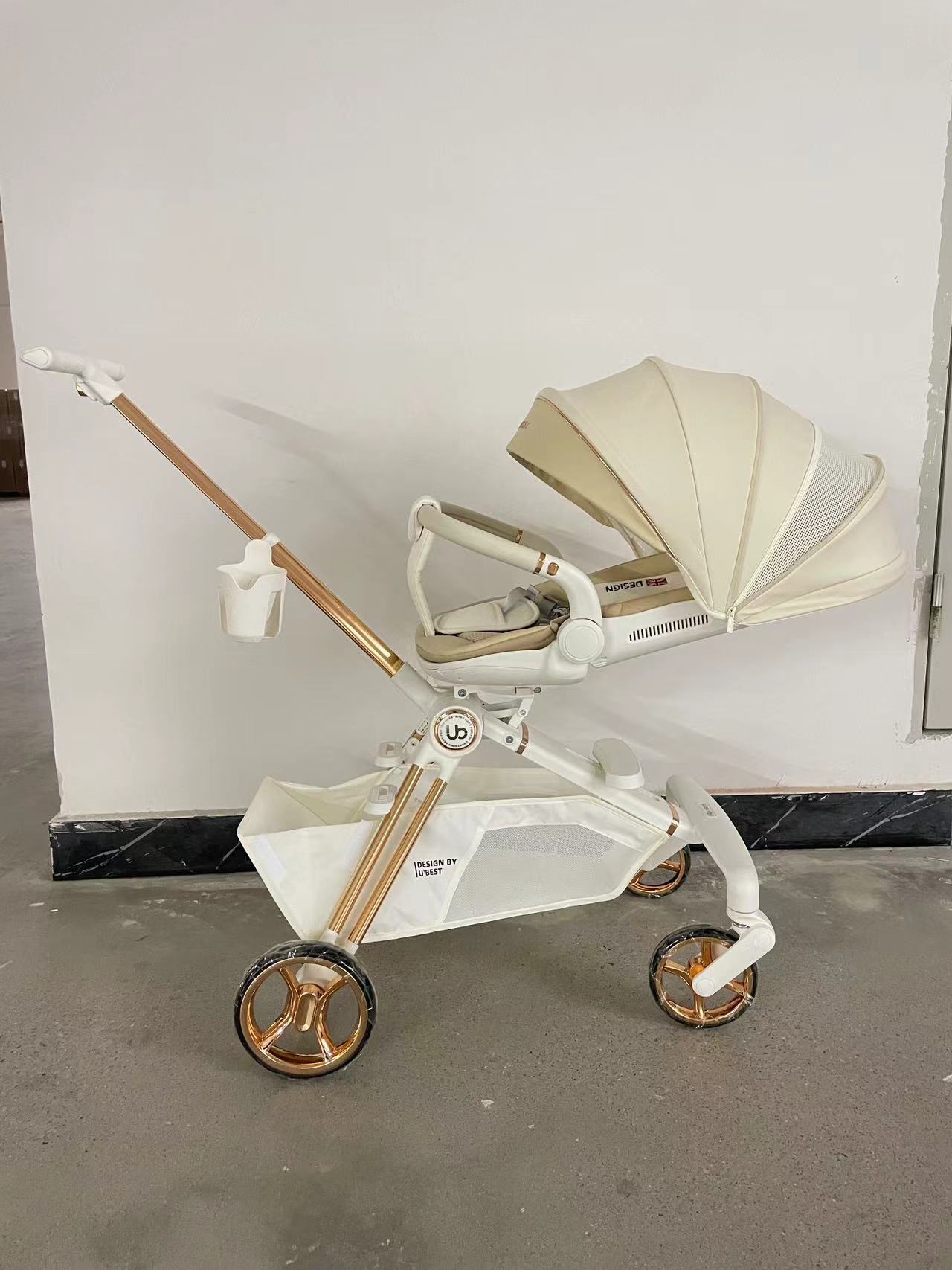 360-degree rotating aluminum tube stroller for sitting and lying down, baby stroller