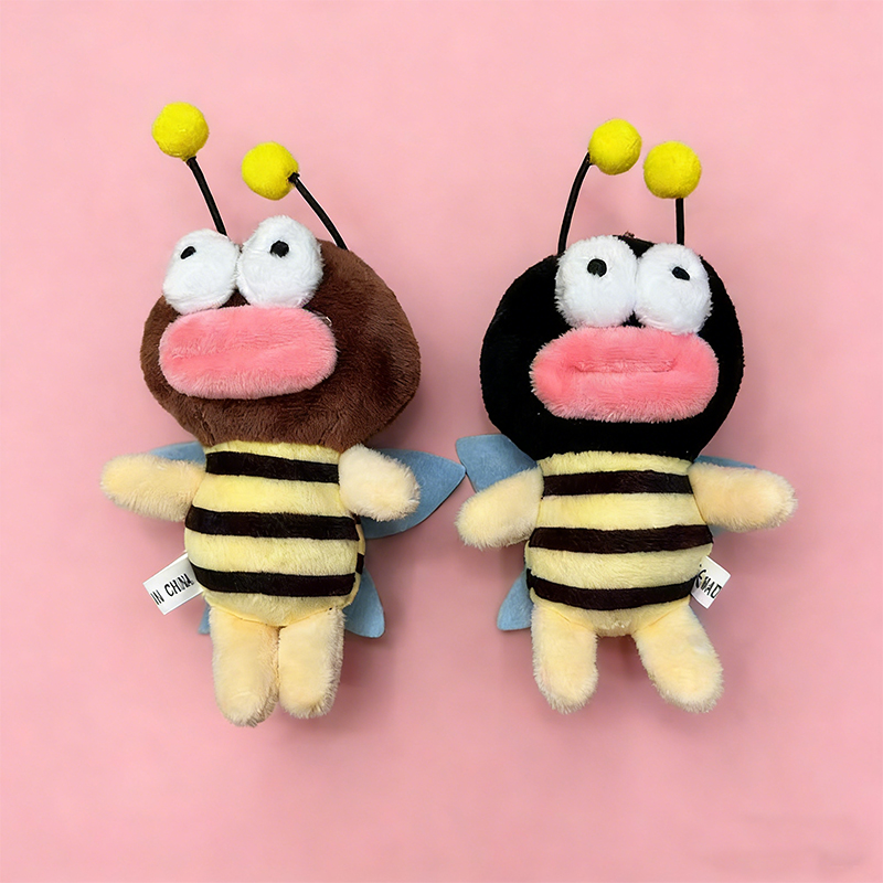 Boca hinchada abeja animal juguete de peluche souvenir muñeca creativa colgante de alrededor de la caricatura colgante de peluche llavero muppet colgante adorable decoración clip de regalo máquina de muñeca fábrica venta directa