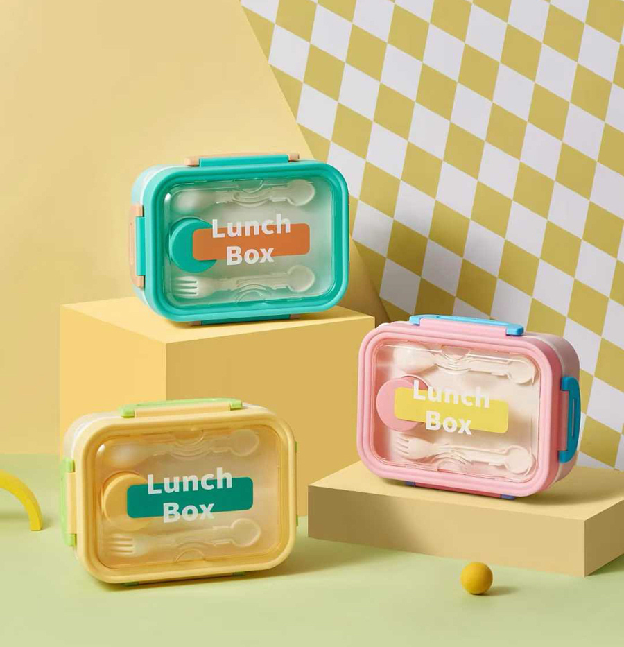 马卡龙色系便携分格饭盒 | 食品级材质 | 内置餐具 | 学生上班族午餐便当盒 | 防漏密封多色可选详情2