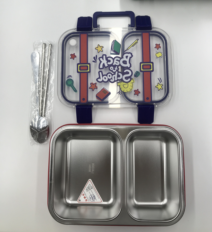 儿童不锈钢分格饭盒 | 卡通工程车 / 足球 / 返校主题 | 带提手便携防漏 | 学生幼儿园午餐便当盒 | 多色可选详情4