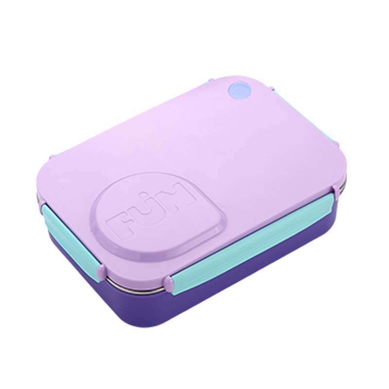 简约撞色不锈钢分格饭盒 学生便携防漏午餐盒 带汤碗餐具食品级材质上班族便当盒详情2