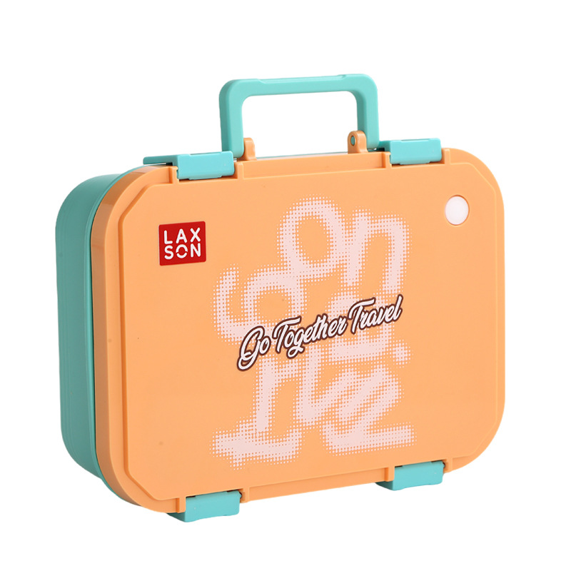 潮流撞色不锈钢分格饭盒 学生便携防漏午餐盒 带餐具食品级材质上班族便当盒详情2