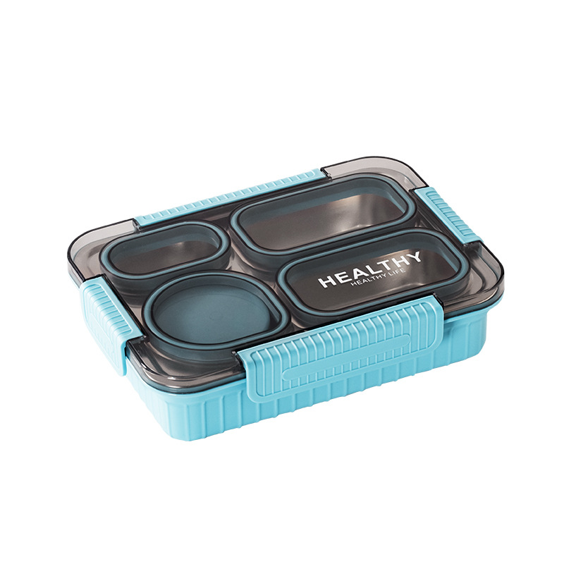 304 不锈钢多格便当盒 多色可选 便携卡扣密封 赠筷勺蘸料盒 学生上班族带饭饭盒详情2