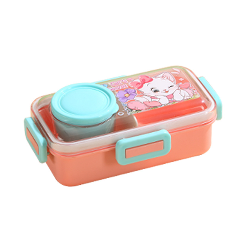 美人鱼太空人猫咪卡通饭盒 带汤碗赠勺 食品级材质 儿童便携分格便当盒详情2