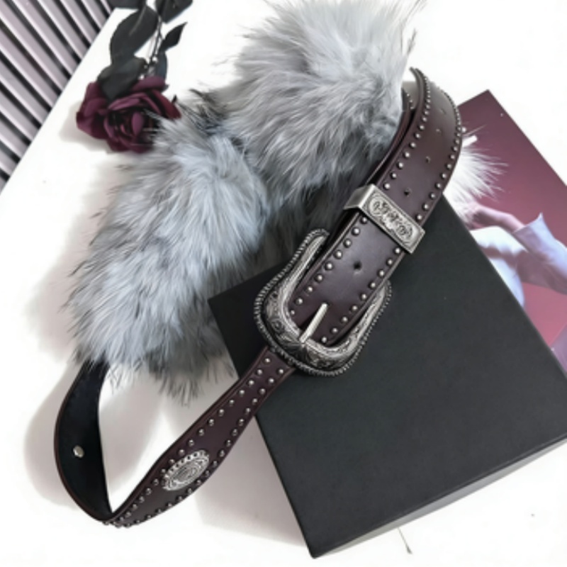 American trend retro rivet belt for women, high-end street style, versatile with jeans and skirts, wide waist belt decoration Specification drawing