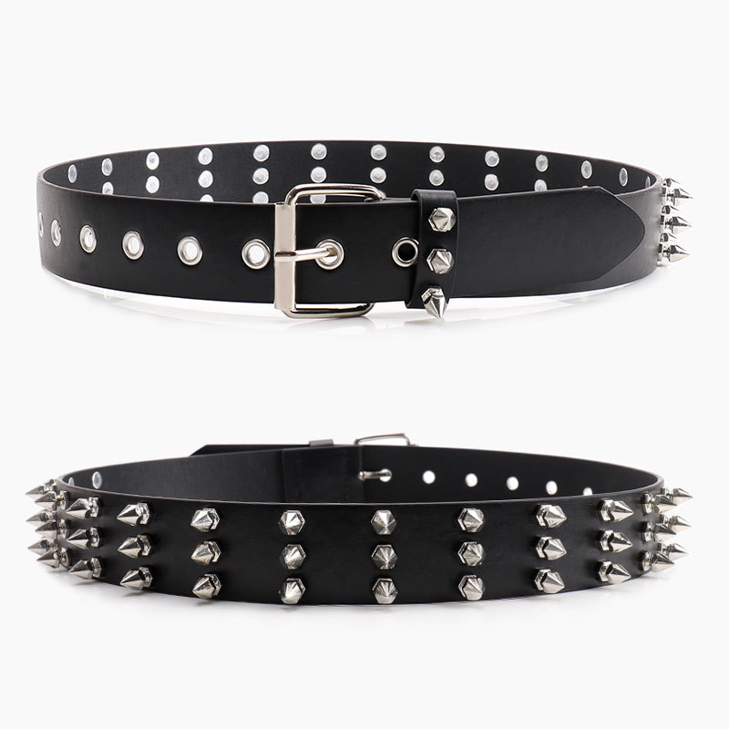 Retro subculture dark punk exaggerated unique rivet pointed belt rock personality niche trendy belt Item Picture