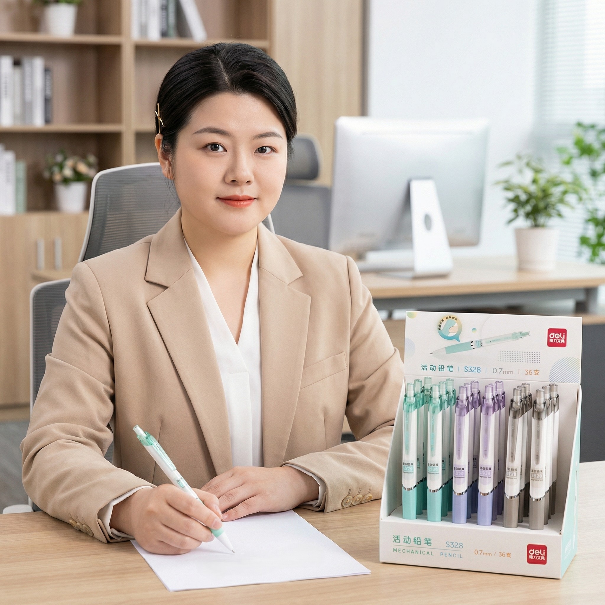 Deli 0.7MM mixed-color plastic press action pencil