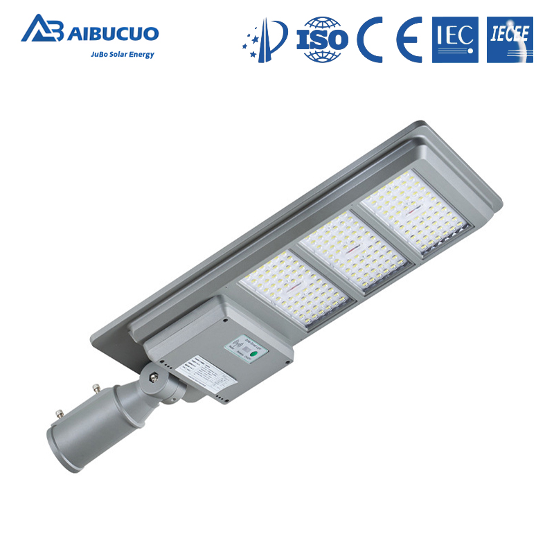 AIBUCUO Jubo's new led solar small wall lamp, household outdoor waterproof garden lamp, human body sensor solar integrated street lamp, solar panel solar lamp details Picture