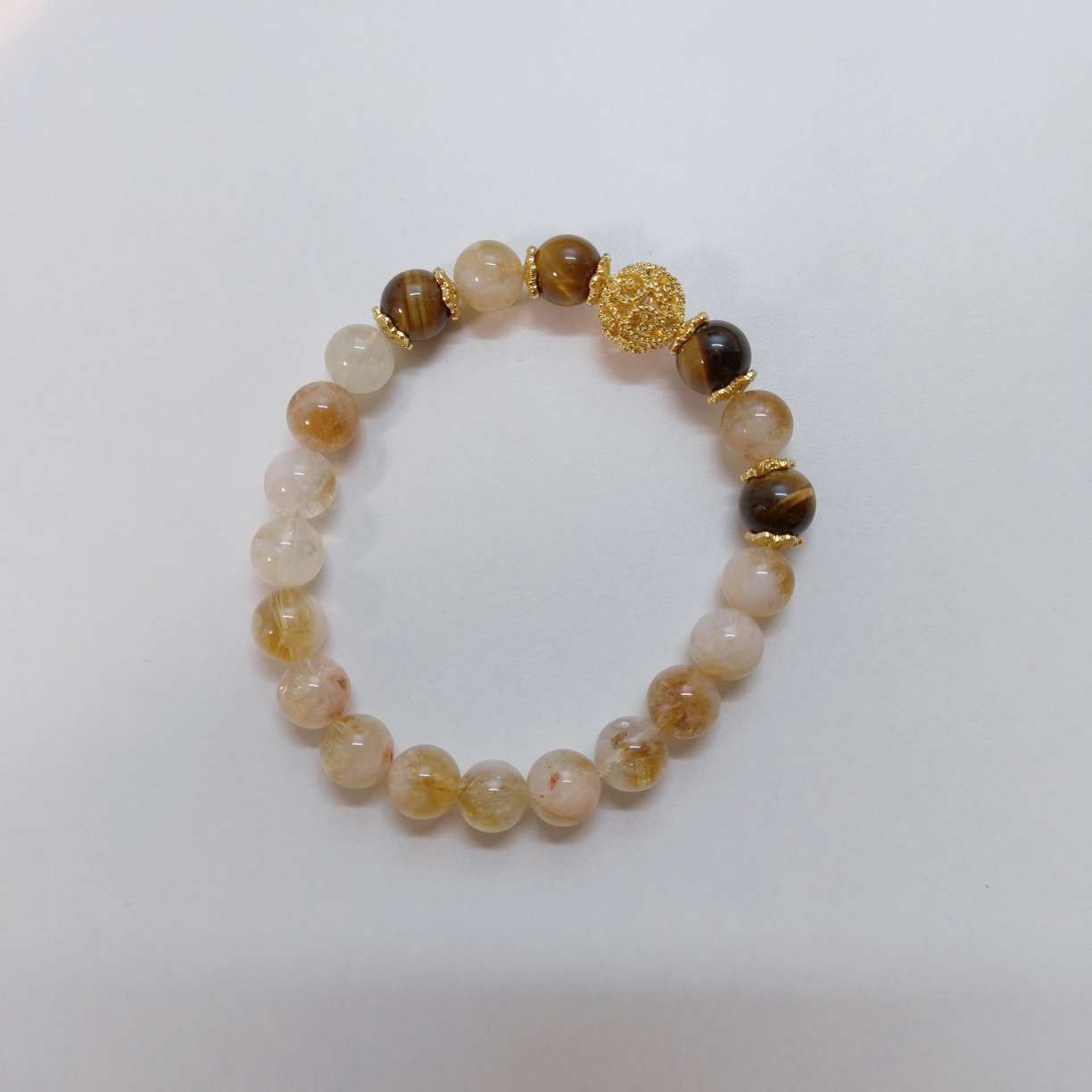 水晶黄塔晶、A级虎眼石手链饰品女款时尚手串8 mm 简约精致送女友礼物白底实物图