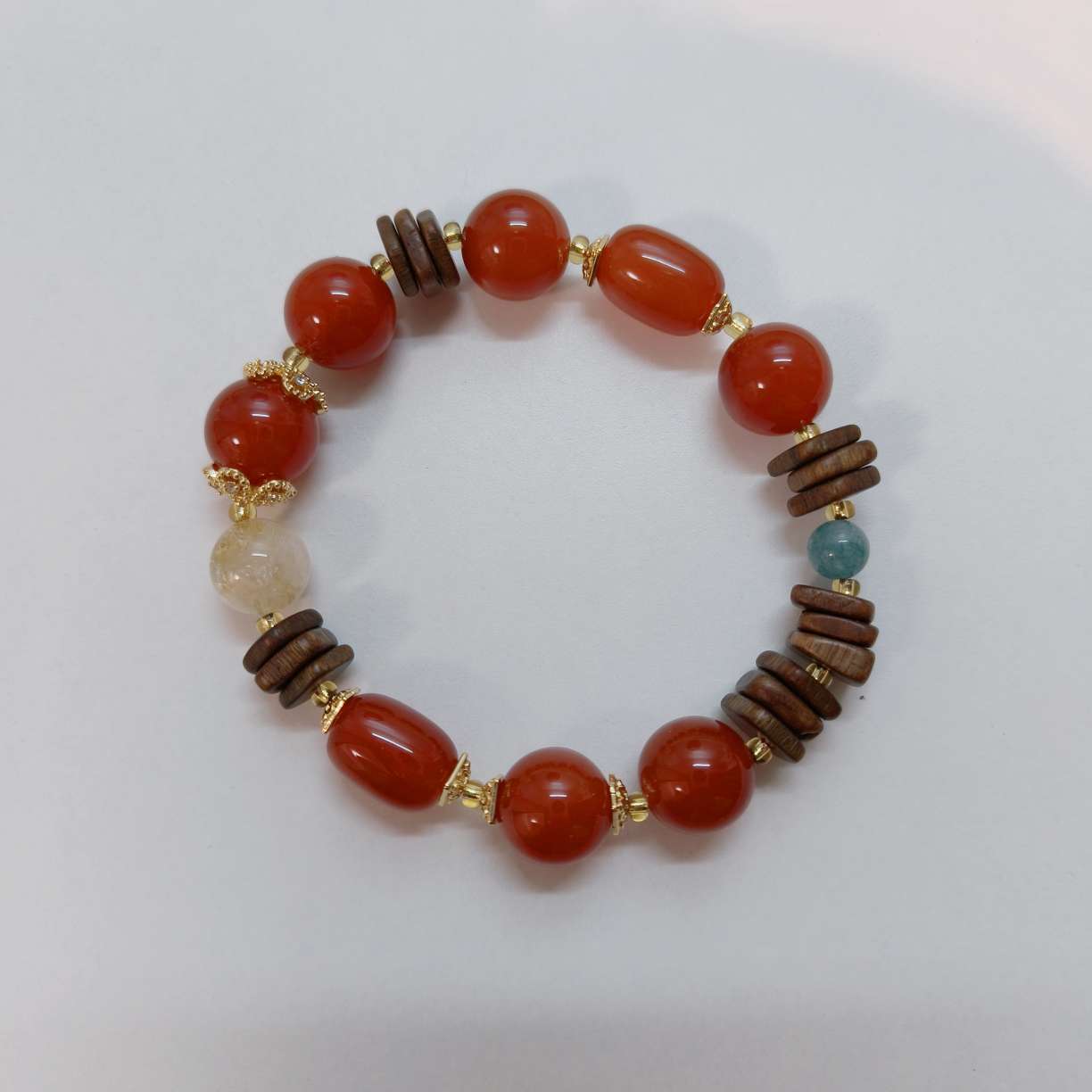 水晶黄塔晶红玛瑙沉香木手链饰品女款时尚手串 精致礼物送女友闺蜜礼品细节图