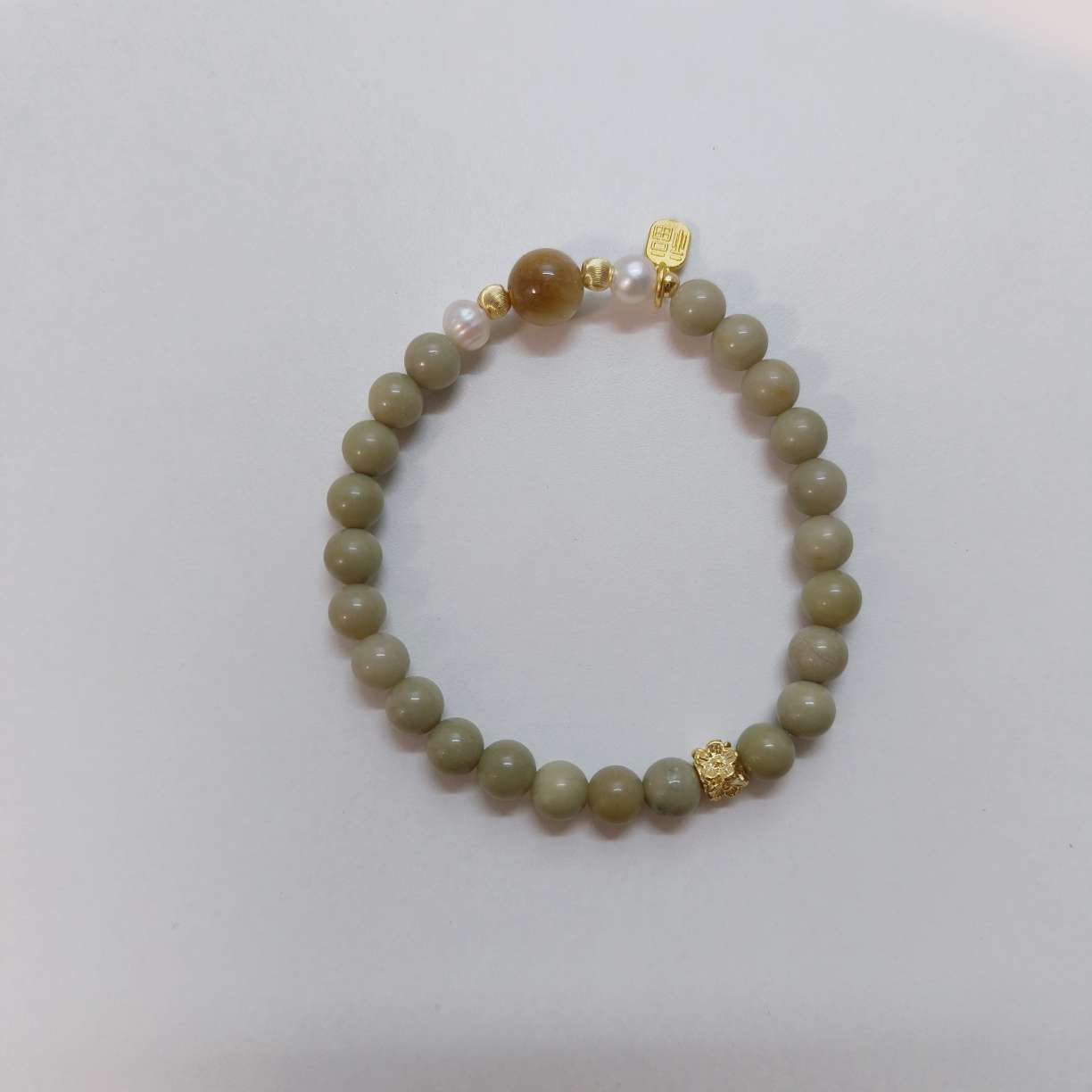 天然淡水珍珠金虎眼石阿拉善手链时尚饰品女款手串简约设计6mm手链送朋友送闺蜜礼品