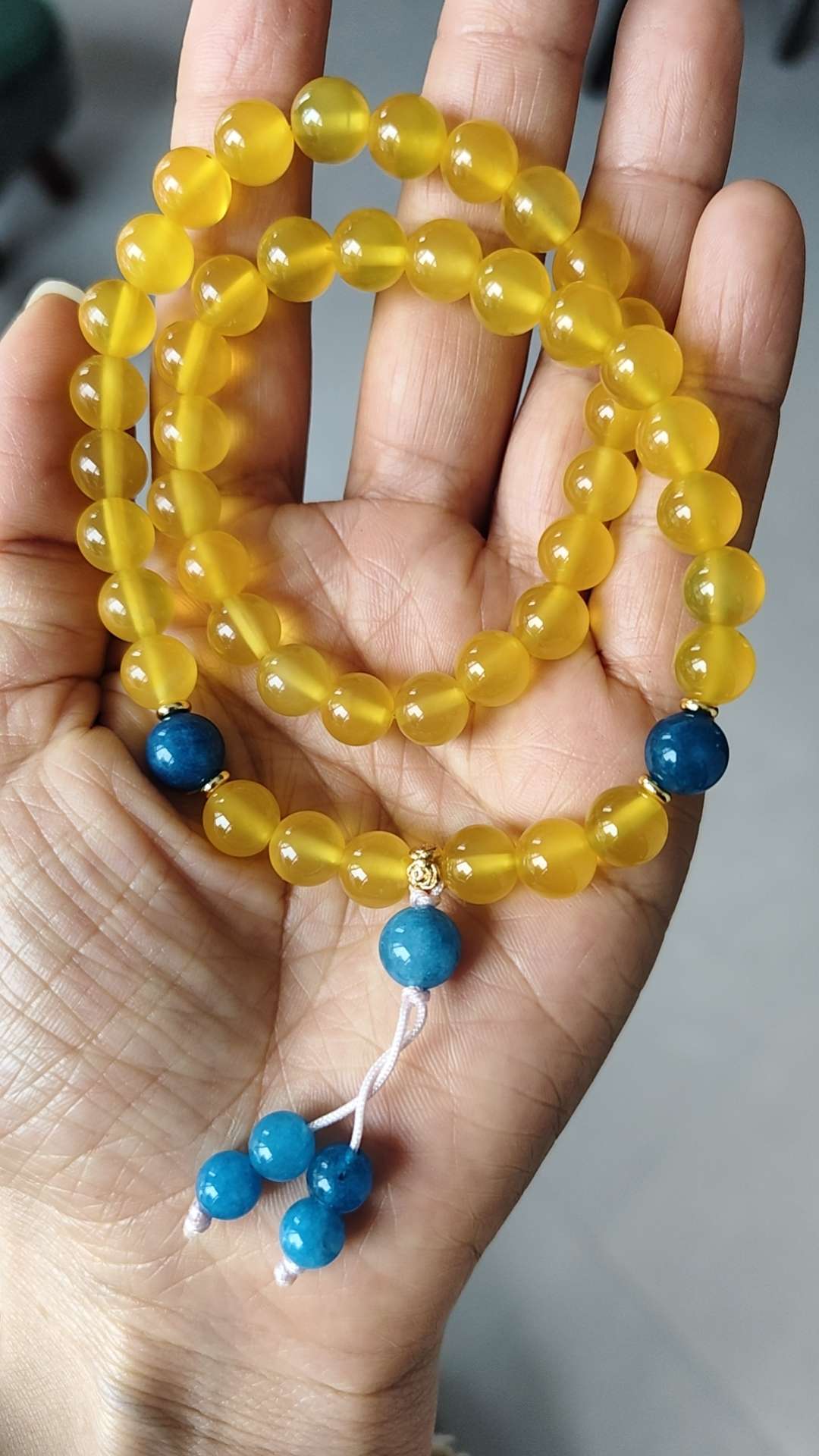 Yellow agate double-ring bracelet