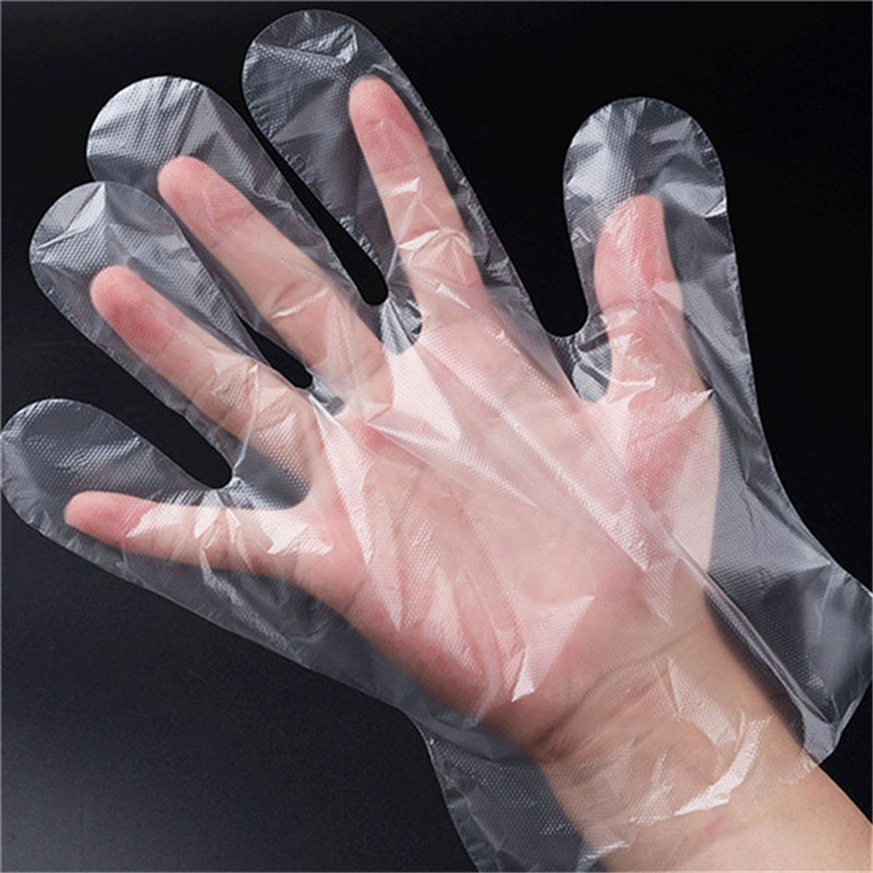 0.7克100只一次性手套家用加厚食品级餐饮塑料pe薄膜透明美容手膜
